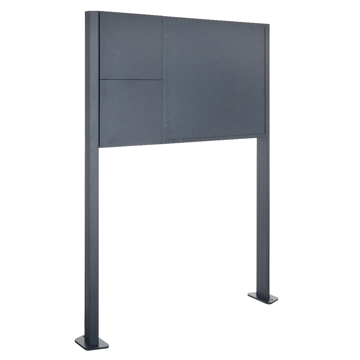 Standbriefkasten mit Schaukasten BASIC Plus 389X ST-T mit Klingelkasten - 710x660 - RAL 7016 anthrazitgrau