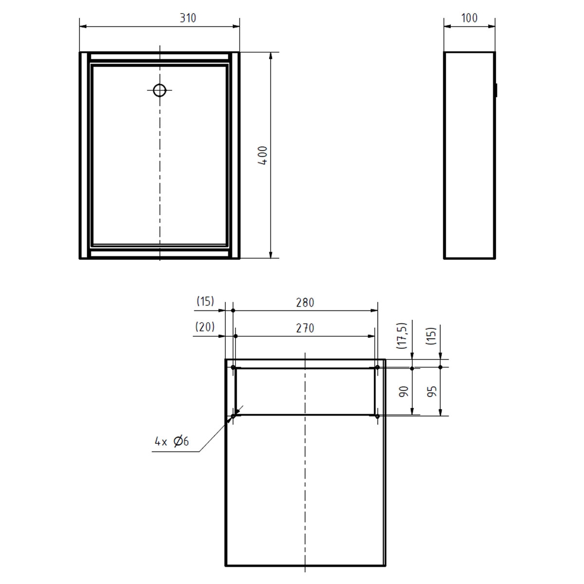 Edelstahl Innentür Briefkasten SMALL - Passend für Briefeinwurf 300x115mm