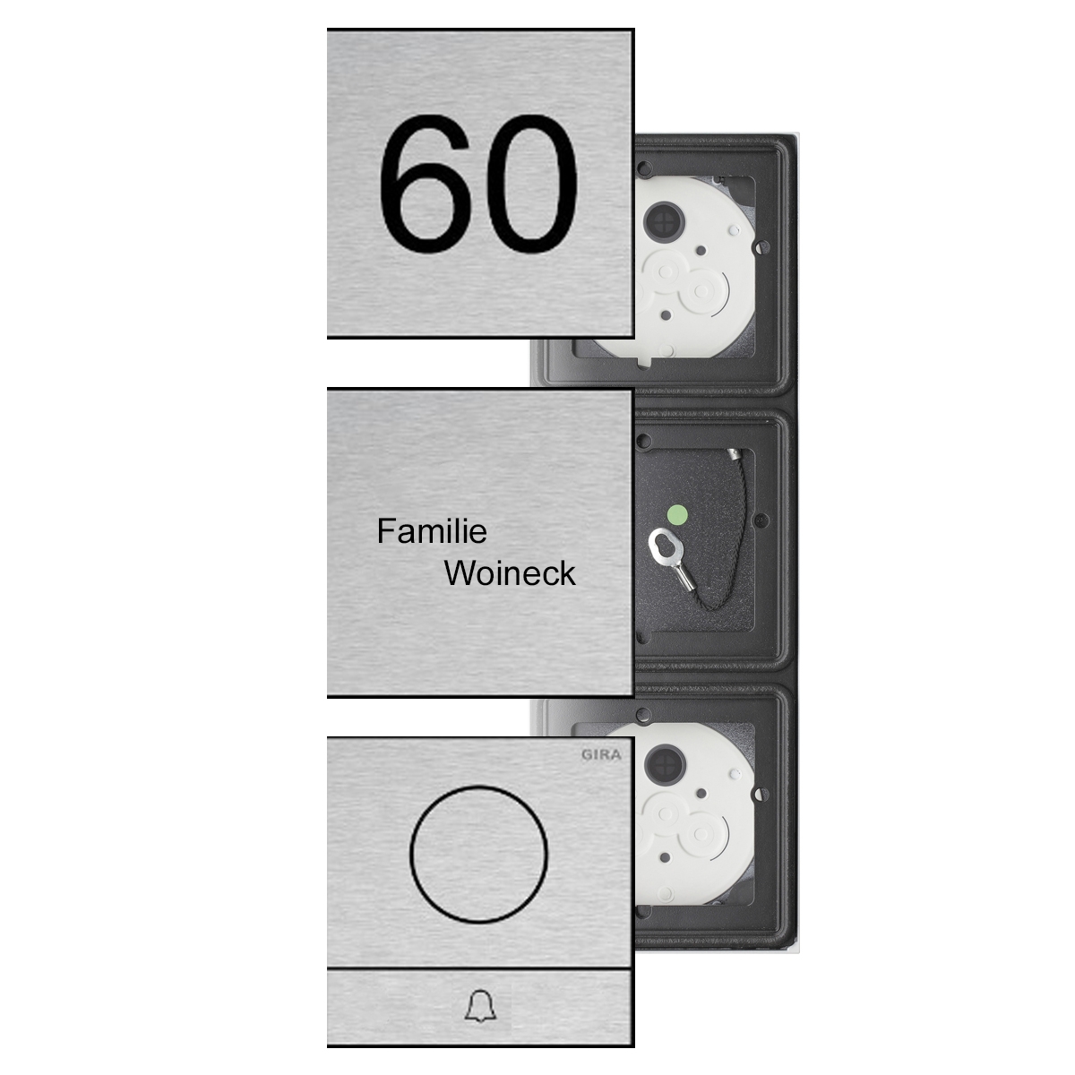 3er Set GIRA System 106 - Edelstahl V2A - Sprechanlage mit 1x Klingeltaster