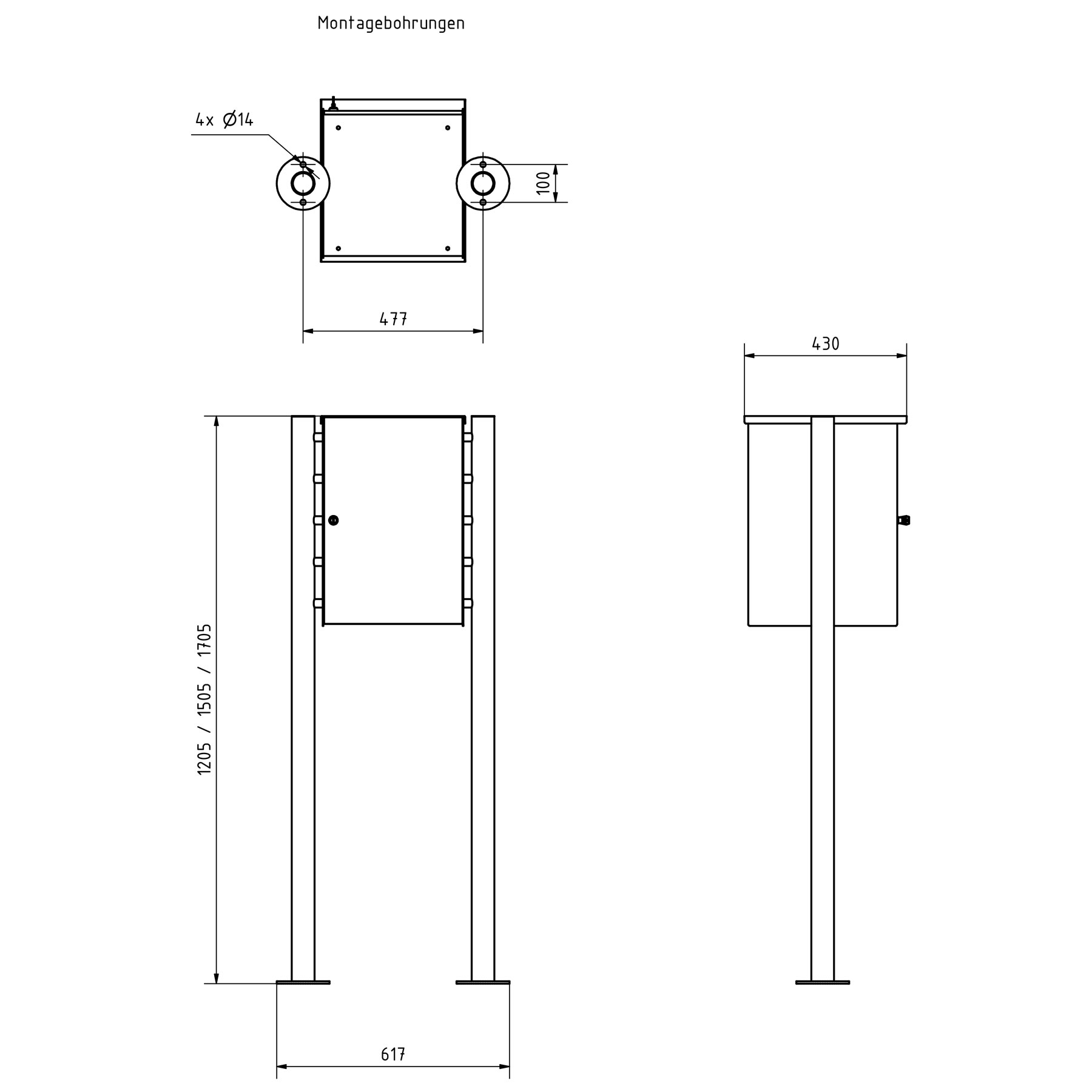 Edelstahl Paketkasten freistehend BASIC Plus 863X ST-R - Paketfach 550x370 in RAL nach Wahl