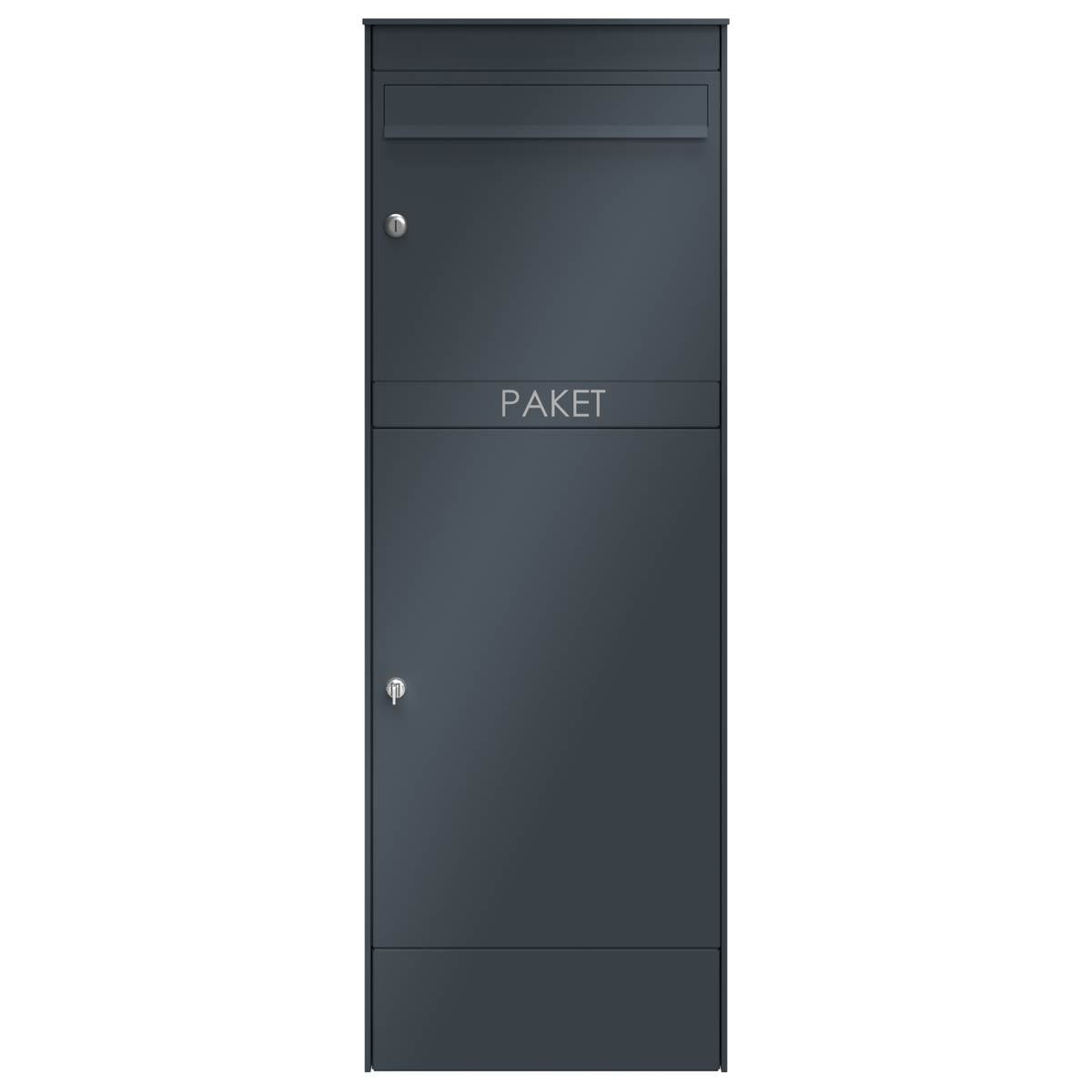 Edelstahl Paketbriefkastenstele BASIC Plus 864XS mit Paketfach 550x370 - RAL nach Wahl