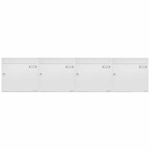 4-compartment 1x4 surface mounted letter box system Design BASIC 382A AP - RAL 9016 traffic white