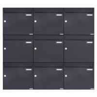 9-compartment 3x3 surface mailbox design BASIC 382A AP - RAL 7016 anthracite gray