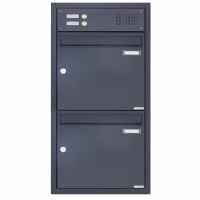 2 parti 1x2 Cassetta per le lettere da incasso BASIC Plus 382XU UP in acciaio inox con campanello - RAL a scelta