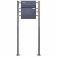 1 stainless steel free-standing letterbox Design BASIC Plus 381X ST-R with bell box - RAL of your choice