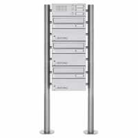 3 parti Cassetta per le lettere autoportante Design BASIC 385-VA ST-R-ZF con scatola a campana - acciaio inox V2A, lucido