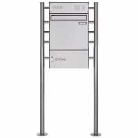 Cassetta postale per recinzione in acciaio inox a libera installazione Design BASIC Plus 381XZ ST-R con scomparto per giornali e cassetta per campanello