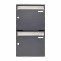 2er 2x1 Aufputz Briefkastenanlage Design BASIC 382 AP - Edelstahl-RAL 7016 anthrazitgrau