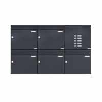 5-compartment 2x3 surface mounted mailbox Design BASIC 382A AP with bell box - RAL 7016 anthracite gray