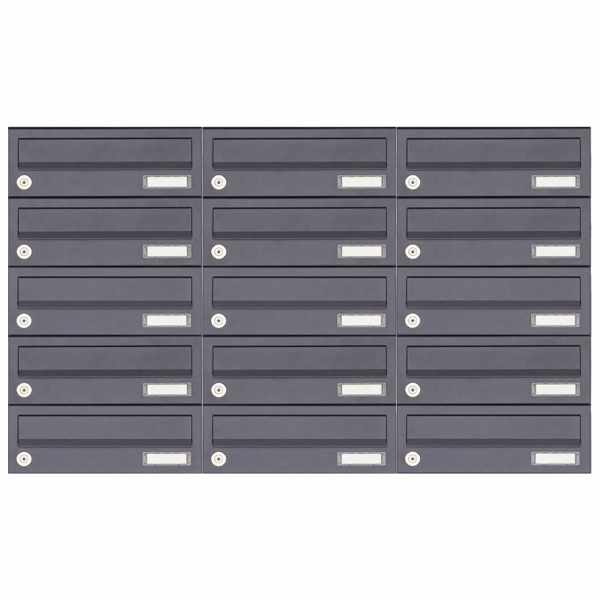 15-compartment 5x3 surface mounted mailbox system Design BASIC 385A-7016 AP - RAL 7016 anthracite gray