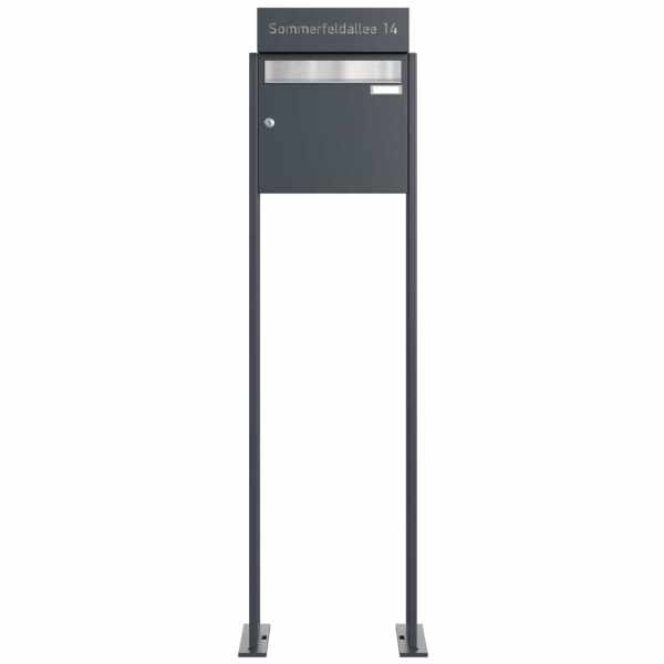 Free-standing letterbox system design LUISA - stainless steel - RAL 7016 anthracite gray
