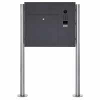 Edelstahl Standbriefkasten Designer BIG ST-R mit DoorBird Video- Sprechanlage seitlich - RAL