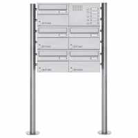 5er Standbriefkasten Design BASIC 385-VA ST-R-ZF mit Klingelkasten - Edelstahl V2A geschliffen