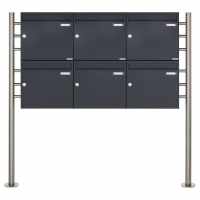 6-compartment 2x3 letterbox system freestanding Design BASIC 381 ST-R - RAL 7016 anthracite gray