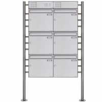 6er Standbriefkasten Design BASIC Plus 381X ST-R mit Klingelkasten - Edelstahl V2A geschliffen